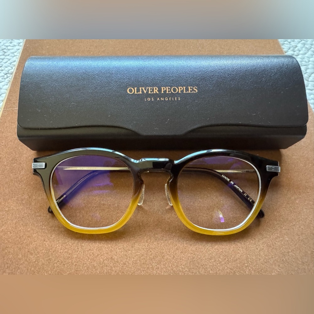 Oliver Peoples Len Eyeglasses - Unisex - Whisky Gradient/Brushed Silver